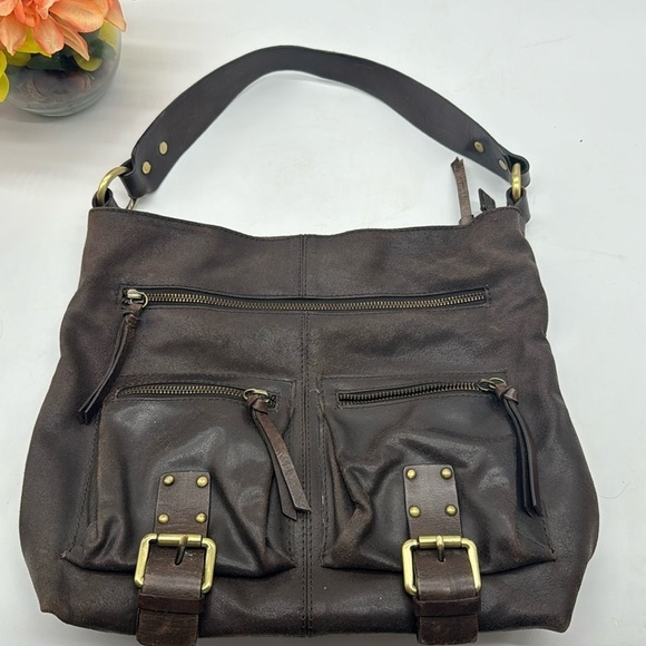 Nino Bossi Brown Leather Shoulder Bag BRN6231B - Picture 1 of 15